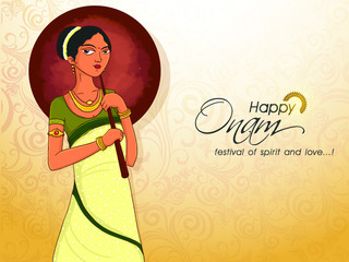 Vector Illustration of Indian Festival Onam also called harvest Festival of Kerala.