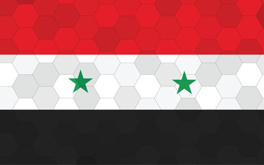 Syria flag illustration. Futuristic Syrian flag graphic with abstract hexagon background vector. Syria national flag symbolizes independence.
