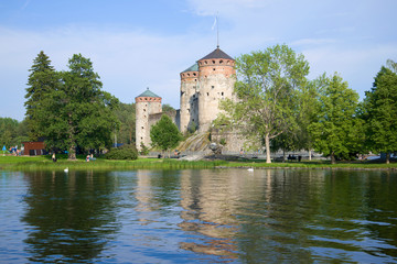 Sunny July day at the old fortress. Savonlina, Finland