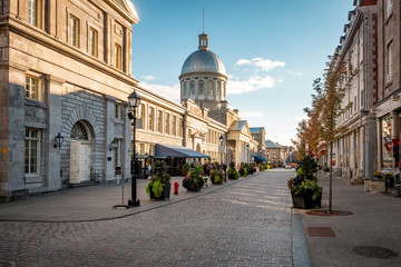 Streets of Old Montreal during fall season in Quebec, Canada.