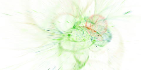 Abstract background with chaotic orange and green shapes. Digital fractal art. 3d rendering.