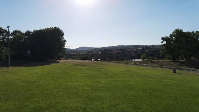 Nice panorama along the river of the city of Millau
(France) 4k