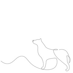 Dog line drawing on white background, vector illustration
