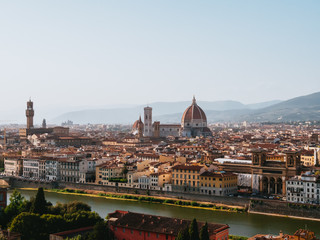 Fototapeta na wymiar Sunset Panoramic View of Florence city from Piazzale Michelangelo