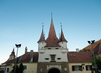Fototapeta na wymiar Upper part of Catherine's gate in Brasov, city in Romania.