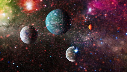 Planets, stars and galaxies in outer space showing the beauty of space exploration. Elements...
