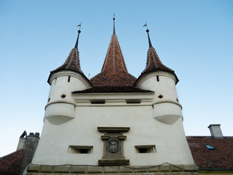 Upper part of Catherine's gate in Brasov, city in Romania.