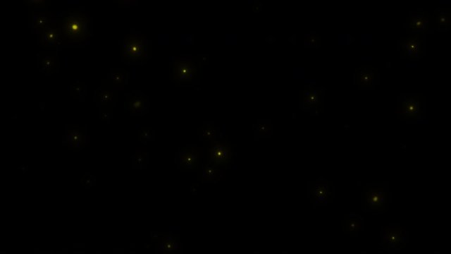Concept 3-L1 View of flying fireflies glowing at Night with flying motion (flight behaviour) and glow animation.