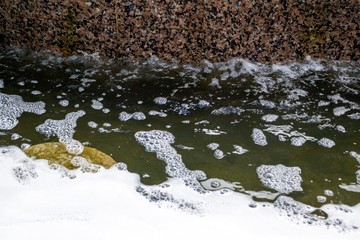 Fototapeta na wymiar Texture of foamy water in a fountain.