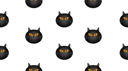 black cat seamless cartoon on white background , illustration concept