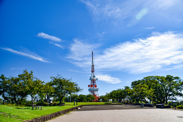 Obraz premium a radio tower on the hill