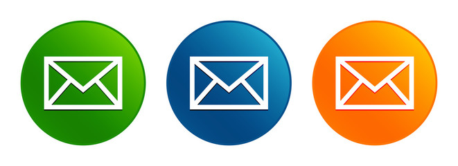 Email icon liquid design round button set illustration