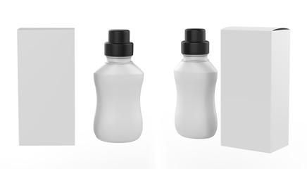 Matte Plastic Drink Bottle with box isolated on a white background. 3d illustration