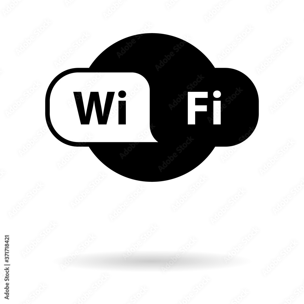 Fototapete wi-fi free internet, web wifi signal with shadow vector. mobile website connection isolated on white