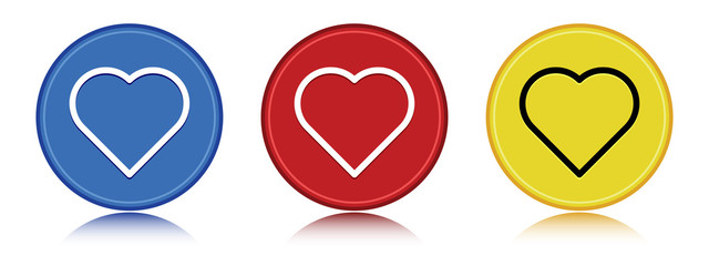 Heart icon flat round button set illustration