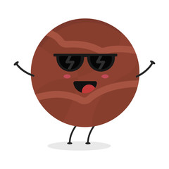 Cute flat cartoon chocolate ball illustration. Vector illustration of cute chocolate ball with a smiling expression.