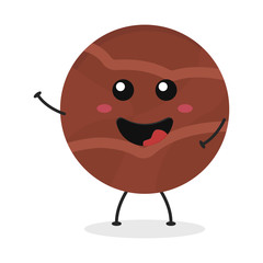 Cute flat cartoon chocolate ball illustration. Vector illustration of cute chocolate ball with a smiling expression.