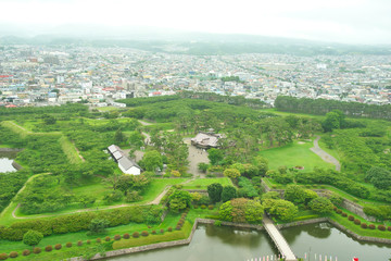 Fototapeta na wymiar 北海道 函館市 五稜郭タワーから見た景色