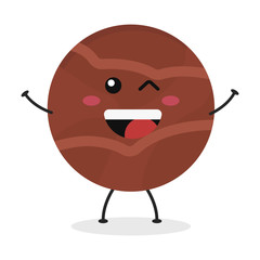 Cute flat cartoon chocolate ball illustration. Vector illustration of cute chocolate ball with a smiling expression.