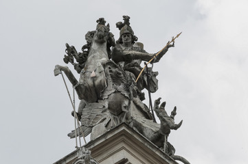 The top sculpture of St. George's Greek Catholic cathedral in Lviv, Ukraine