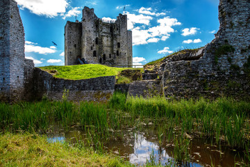 A panoramic view of Trim castle in County Meath on the River Boyne, Ireland. It is the largest...