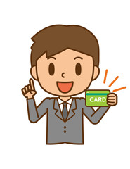 ビジネスマン　クレジットカード　キャッシュカード