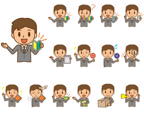 ビジネスマン　表情　仕草　動作　セット