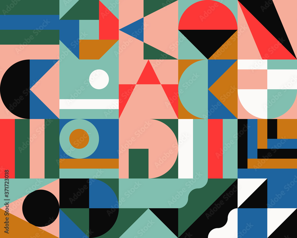 Poster neo geo abstract artwork vector pattern composition