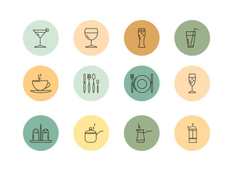 Set of restaurant icons isolated on white. Vector illustration