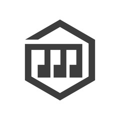 initial M geometry music note logo creative concept