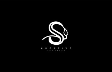 Initial Letter S Linear Monogram Swoosh Leaf Logotype
