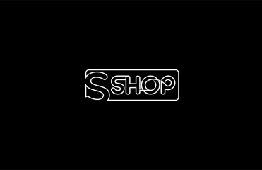 Typography Letter S SHOP Outline Shape Logotype