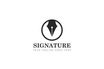 signature pen logo, icon, symbol, vector illustration design template