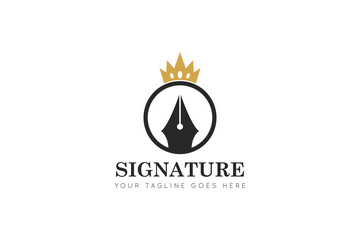 signature pen logo, icon, symbol, vector illustration design template