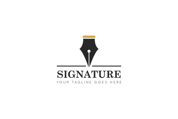 signature pen logo, icon, symbol, vector illustration design template