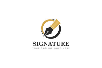 signature pen logo, icon, symbol, vector illustration design template