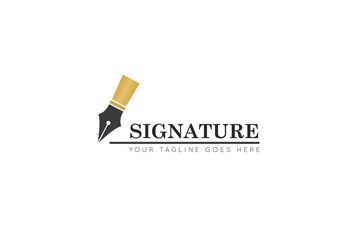 signature pen logo, icon, symbol, vector illustration design template