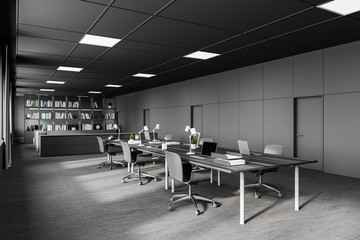 Modern grey open space office corner
