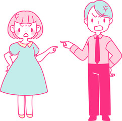 言い争ってケンカするカップル