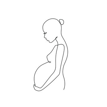 Premium Vector | Pregnant woman abstract linear illustration motherhood  concept hand drawn sketch
