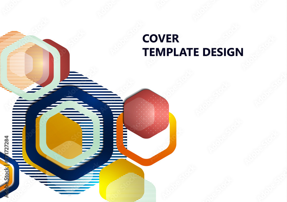 Aufkleber bright abstract background of rounded multicolored hexagons and lines. business presentation templat