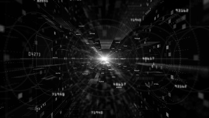 Obraz premium Digital cyberspace with particles and digital data network connections background concept.