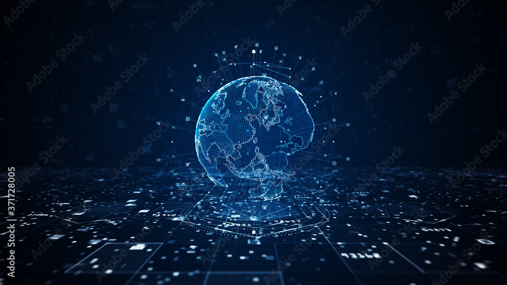 Poster technology network data connection, digital network and cyber security concept background concept.