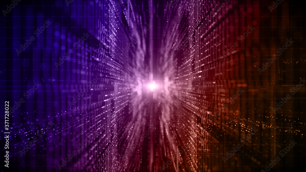 Poster digital cyberspace with particles and digital data network connections concept
