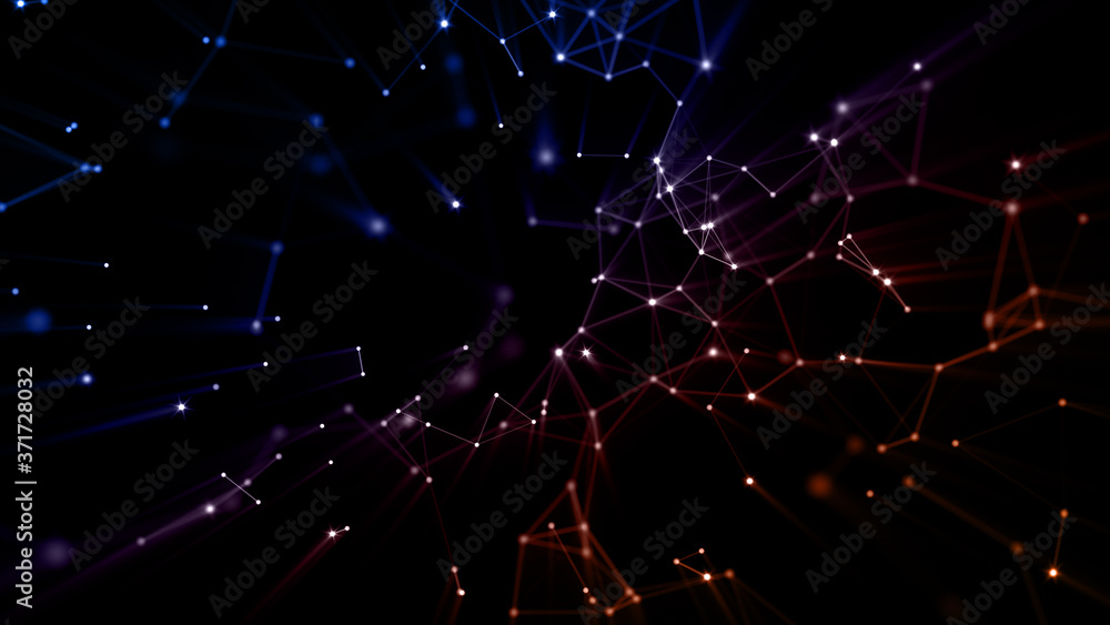Poster abstract futuristic with line and dots connect. technology digital network connection background con
