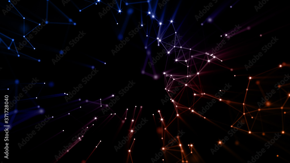 Poster abstract futuristic with line and dots connect. technology digital network connection background con