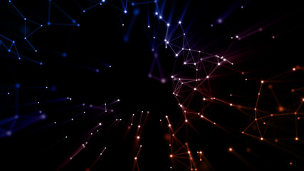 Fototapeta premium Abstract futuristic with line and dots connect. Technology digital network connection background concept