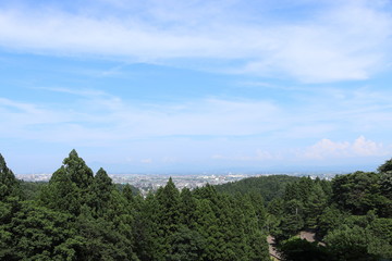 Fototapeta na wymiar 春日山の上から見える上越市街の風景