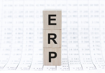 ERP wooden blocks are on the digits background
