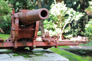 Fototapeta na wymiar 森の中にある古い大砲